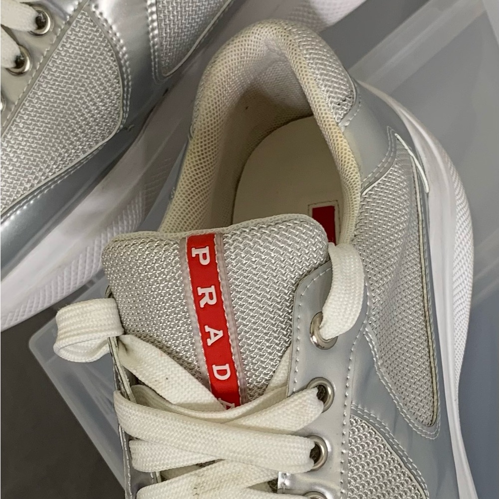 Prada Women's Silver Sneakers - Picture 6 of 12